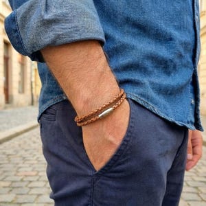 Wrapped braided bracelet for mens, Double tour bangle, western jewelry, unique gift for dad brother uncle boyfriend
