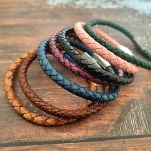 Braided leather bracelet,  ASPEN bracelet, men women handmade jewelry, gift idea for wedding anniversary under 30 dollars