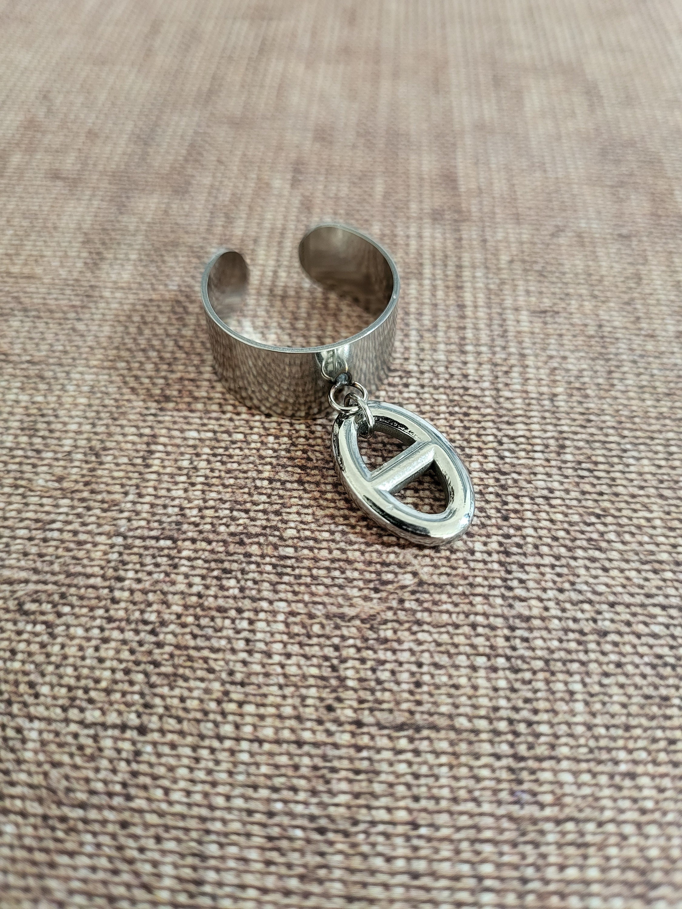 Stainless steel adjustable ring, silver toned jewelry, navy ring for her, handmade gift idea for women
