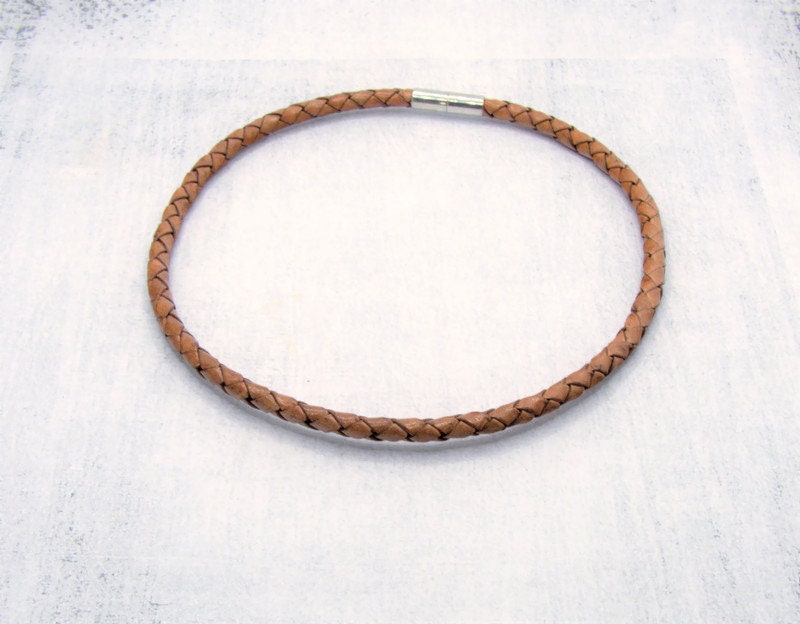 Collana Girocollo In Pelle Nera Marrone Con Corda Intrecciata - Foto 4