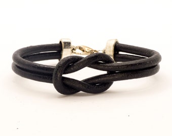 Mens leather bracelet, love knot jewelry for him, Christmas gift ideas, infinity bracelet
