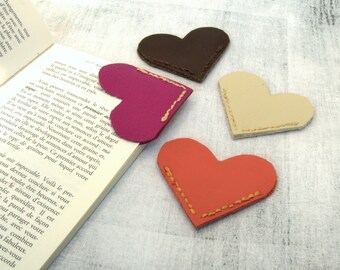 Heart Leather bookmark, useful accessory for avid readers,  unique and uncommon gift idea for mother's day, under 20 dollars