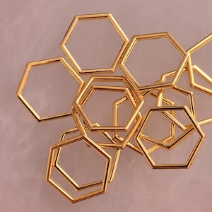 Sechseckverbinder aus Silber oder Gold für die Schmuckherstellung, einzeln verkauft