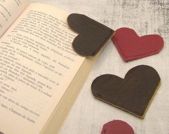 Heart Leather bookmark, useful accessory for avid readers,  unique and uncommon gift idea for mother's day, under 20 dollars