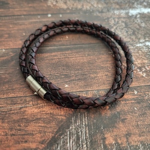 Wrapped braided bracelet for mens, Double tour bangle, western jewelry, unique gift for dad brother uncle boyfriend