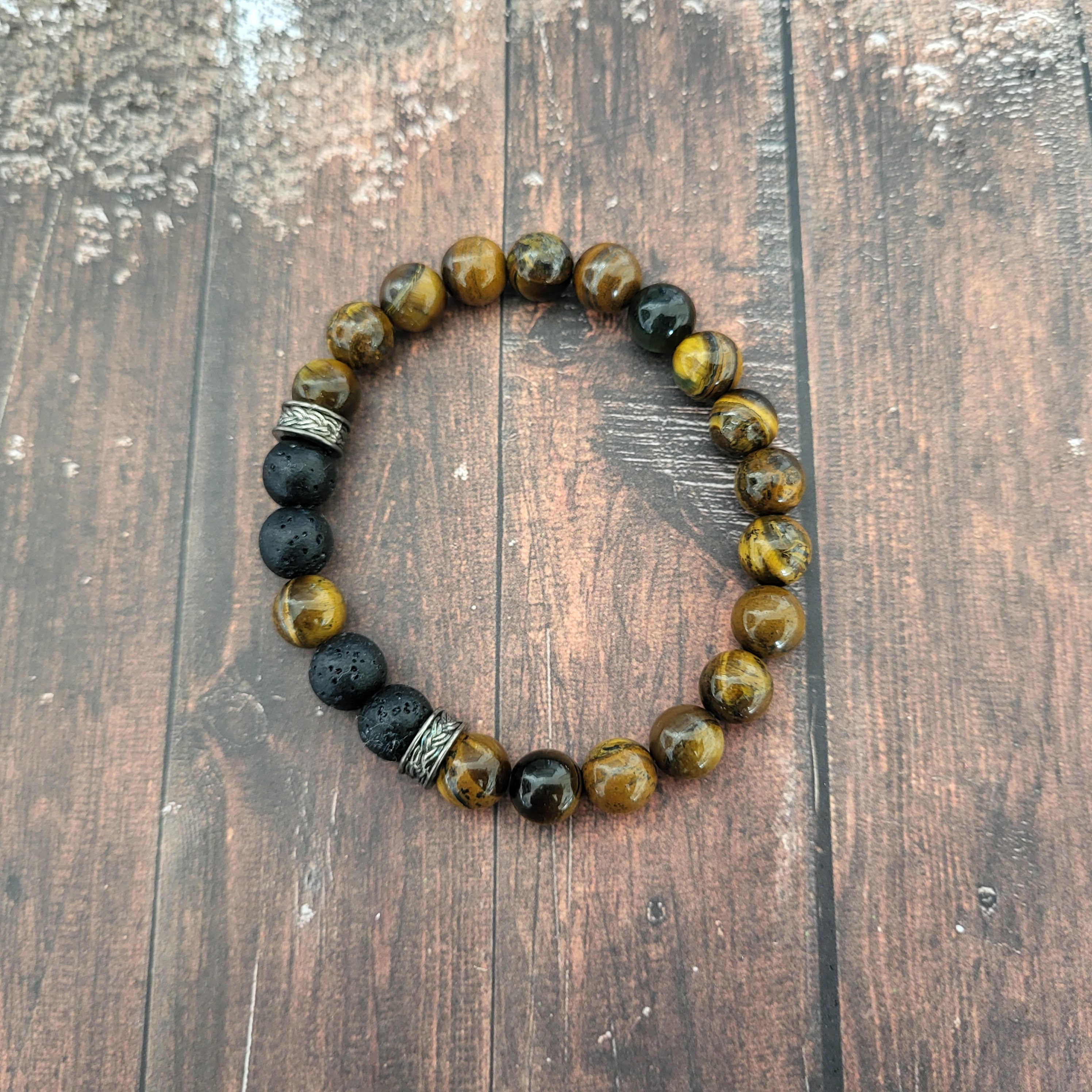 Handmade Tiger Eye and Lava Stone Beaded Bracelet, Unique and Trendy Father's  Day Gift Ideas, Handmade Jewellery for Mens, Under 20 Dollars 