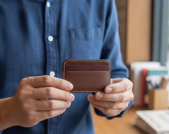 Handmade Full-Grain Leather Card Holder – Minimalist Leather Wallet – Slim Pocket Card Case – Unisex Everyday Essential – Perfect Gift