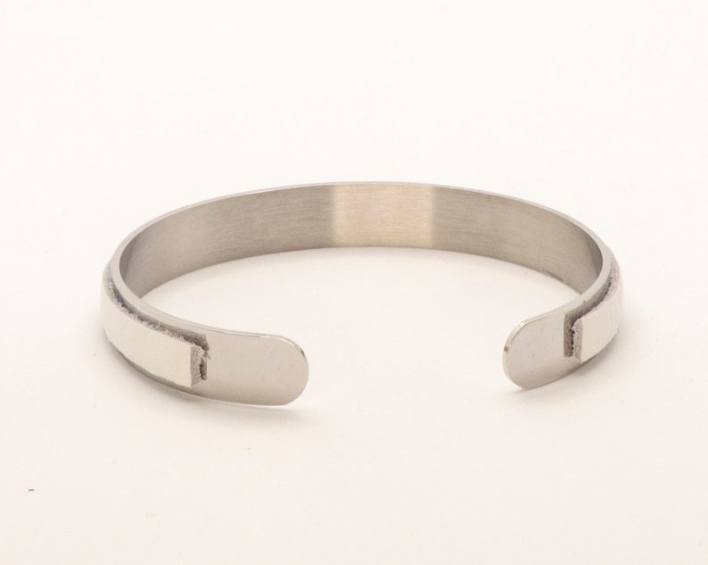 Bracelet metal et cuir, jonc en acier inoxydable homme femme, idée cadeau à moins de 30 euros image 6