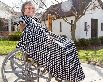 Women and Girls Lightweight Wheelchair Cape, Poncho, Blanket. Replaces a Jacket or Throw. Multiple Sizes, Solids, Patterns and custom!