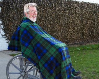 Mens and Boys Lightweight Wheelchair Cape, Poncho, Blanket, Multiple Sizes, Replaces a Blanket or Jacket!