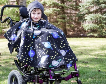 Men and Boys Doubleweight Outdoor Wheelchair Cape, Poncho, Blanket, Multiple Sizes, Replaces a Coat!