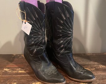 Vintage Dingo Black Cowboy Boots 8