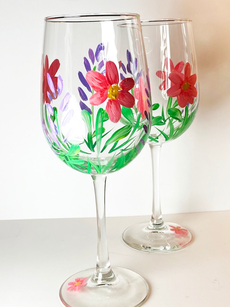Hand Painted Wine Glasses Etsy