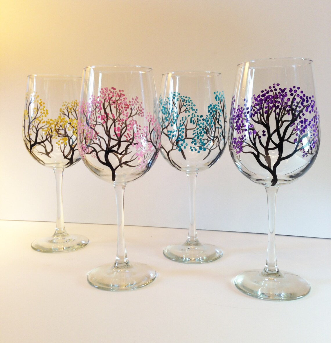 Set of 6 Bridal Party Wine Glasses Hand Painted Wine Glass Etsy