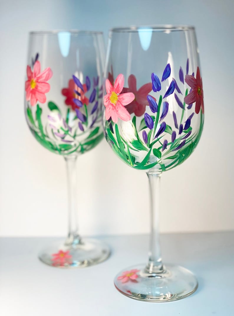 Hand Painted Wine Glasses Etsy