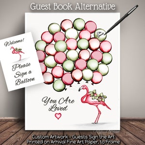 Flamingo Balloons Balloon Guest Book Alternative  Baby Shower-