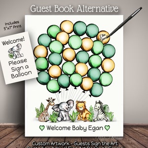 Jungle Balloon Guest Book Alternative  Balloon Sign In  Guestbook Art -