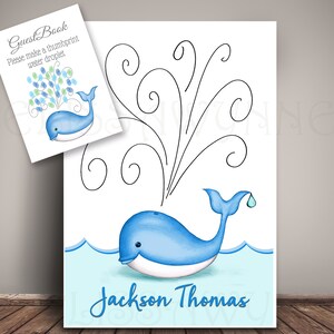 Whale Guest Book THUMBPRINT DROPLETS Guest Sign in Guest Book - Etsy