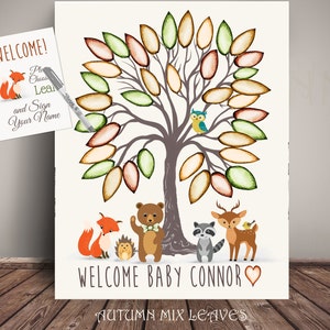 Woodland Baby Shower Nursery  Tree Leaf Sign In - Woodland Creatures - UD2- - RL24