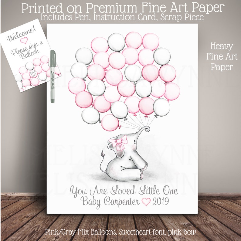 Elephant Baby Shower Guest Book Alternative Elephant Baby Shower or Elephant Birthday EBT-bl
