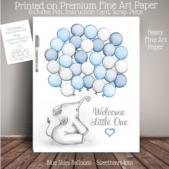 Elephant Baby Shower Guest Book Alternative Art Print For Etsy
