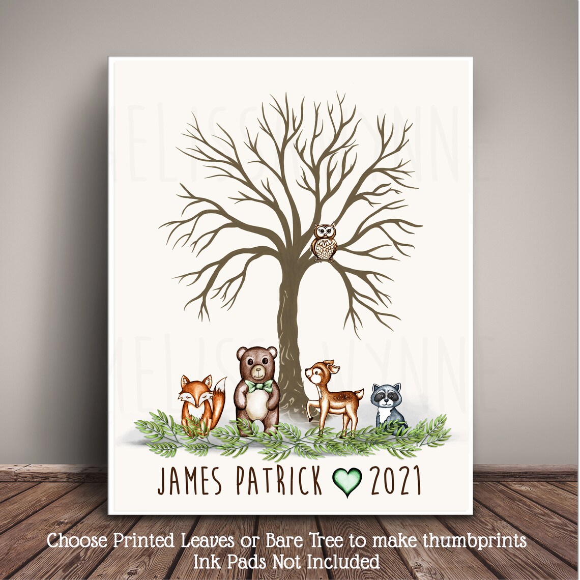 Woodland Baby Shower Guest Book Alternative Print Etsy