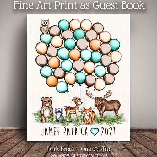 Engraved Woodland Baby Shower Guest Book Alternative Baby Etsy