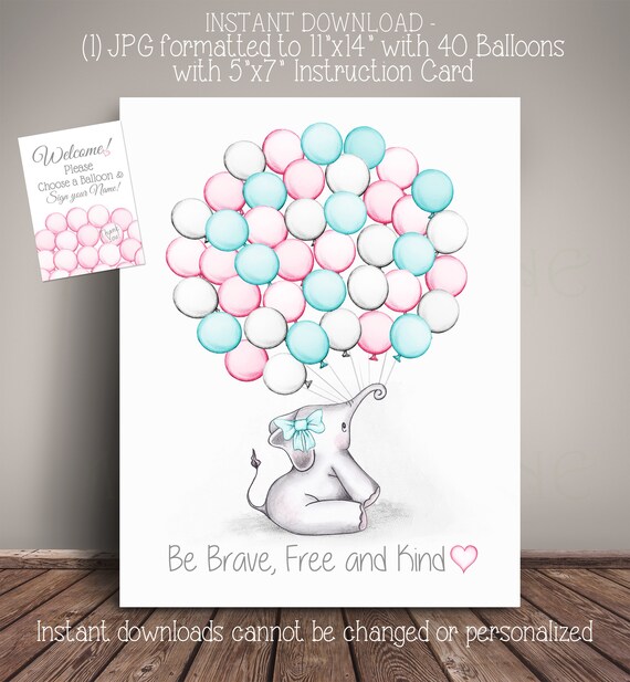 Instant Download Pink And Aqua Elephant Baby Shower Guest Etsy Instant Download Pink And Aqua Elephant Baby Shower Guest Etsy