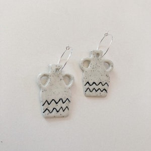 Amphora urn ceramic earrings, urn shaped hoops, stoneware earrings, image 3