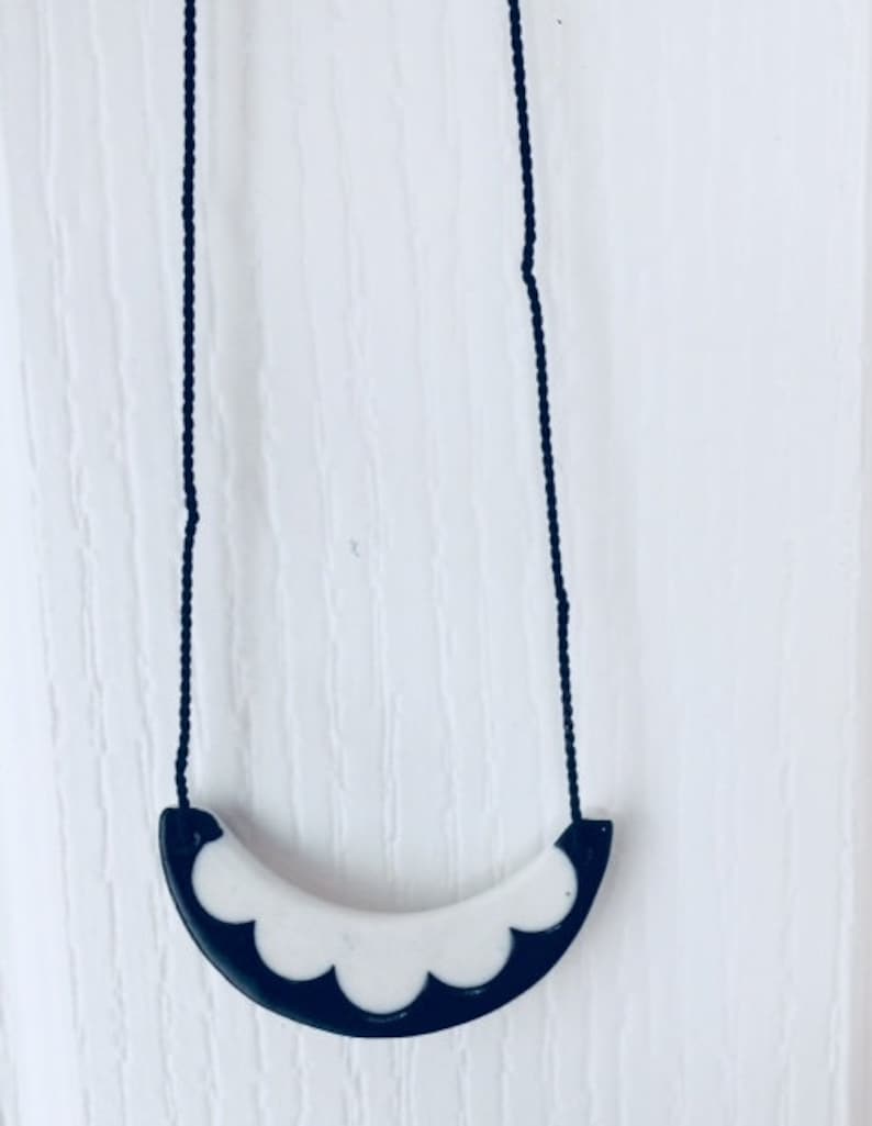 Wave Porcelain Ceramic Pendant Necklace handmade image 3