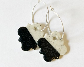 Moroccan tile ceramic earrings with sterling silver hoops!