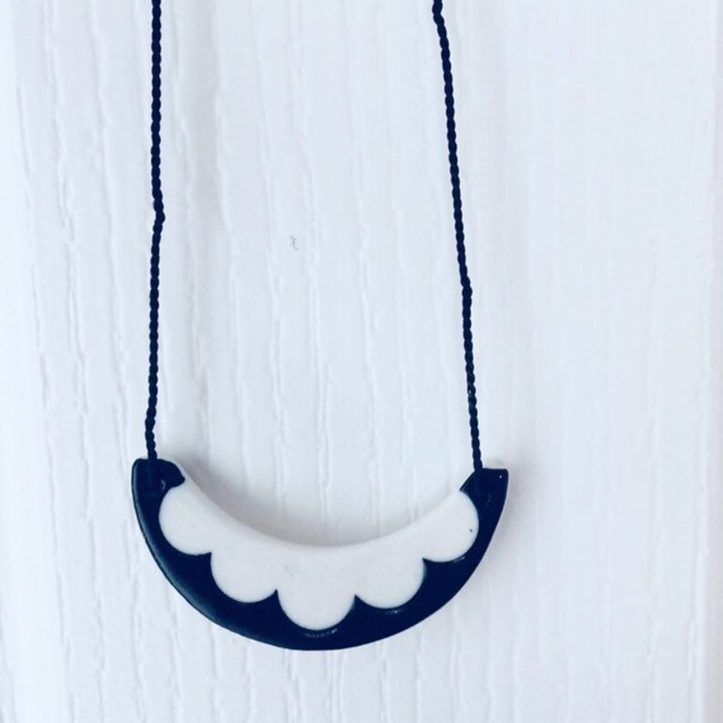 Wave Porcelain Ceramic Pendant Necklace handmade image 4