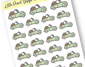 Fall Driving Flump Planner Stickers | Happy Planner, Hobonichi | Hand Drawn Sticker | Vacation Stickers, Functional Stickers, Fall Road Trip