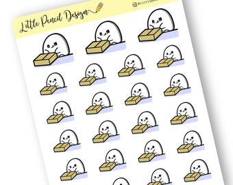 Happy Mail Hallow Planner Stickers | Amazon Delivery Stickers | Hand Drawn Character Stickers | Snail Mail Stickers | Ghost Stickers