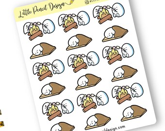 Smore Flump Planner Stickers | Happy Planner, Hobonichi | Campfire Stickers | Hand Drawn Sticker | Summer Stickers | Functional Stickers