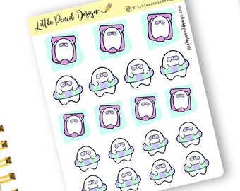 Swimming Flump Planner Stickers | Happy Planner, Hobonichi | Summer Floatie | Hand Drawn Sticker | Summer Stickers | Functional Stickers