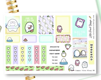 Summer Vibes Planner Stickers Flump | Happy Planner Skinny Mini Kit | Limited Edition Sticker Kit | Summer Stickers | Skinny Mini Stickers