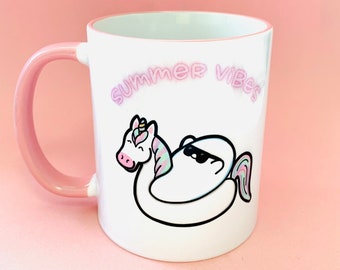 Kawaii Summer Mug | Cute Gift | Summer Vibes | Coffee Bar Decor | Summer Decor | Gift For Coffee Lover | Summer Gift for Her | Vacation Mug