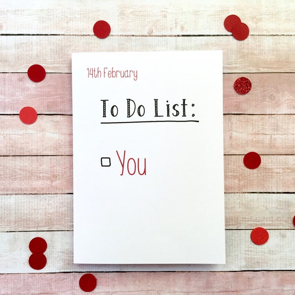 To Do List Funny Valentine's Day Card | Valentine Card for Him | Card For Her | Rude Valentines Card  | Cheeky Valentine Card | Love Card