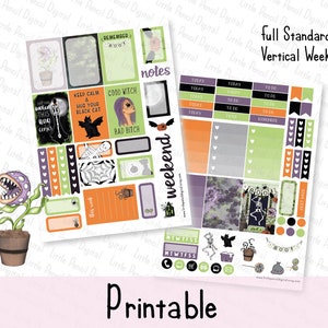 Gothic Witch Weekly Planner Kit Printable Kit Printable Planner Stickers Happy Planner, Standard Vertical, Print Pression Stickers image 1