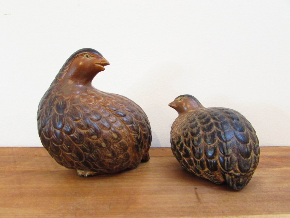 Vintage Quail Figurines Bird Decor Quail Art Ceramic Bird Etsy