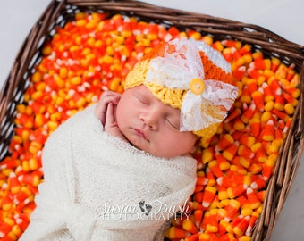 Girl Candy Corn Hat - First Halloween  - Baby Candy Corn Hat - Newborn Candy Corn Hat - Crochet Candy Corn Hat - Child Candy Corn Hat