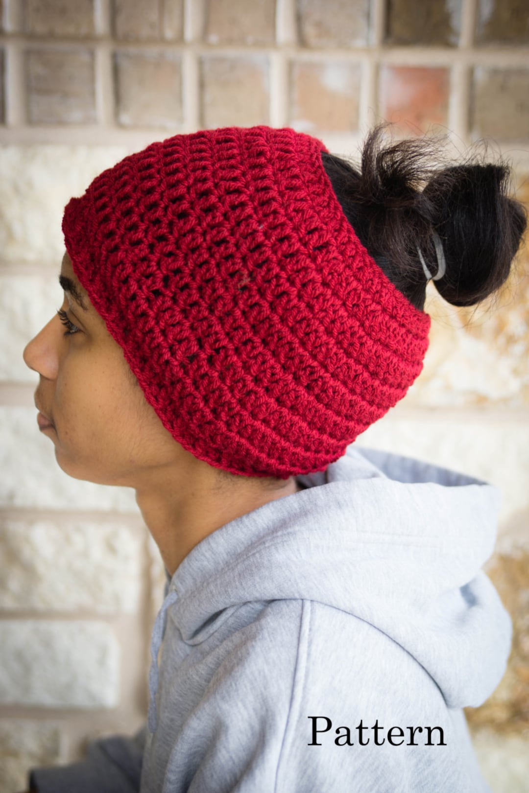 Messy Bun Hat CROCHET PATTERN - Pattern for Crochet Ponytail Hat ...