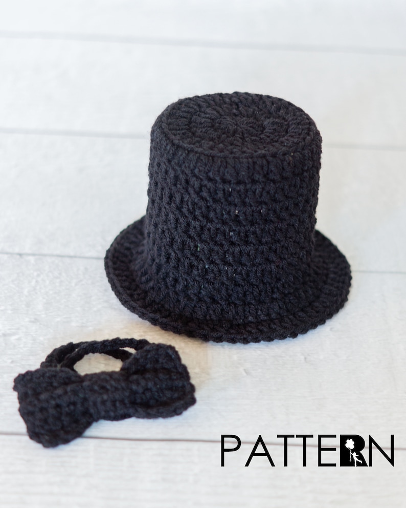 Top Hat Crochet Pattern Bow Tie Crochet Pattern Baby Top Hat Pattern Newborn Tuxedo Hat Pattern Abraham Lincoln DIGITAL DOWNLOAD image 1