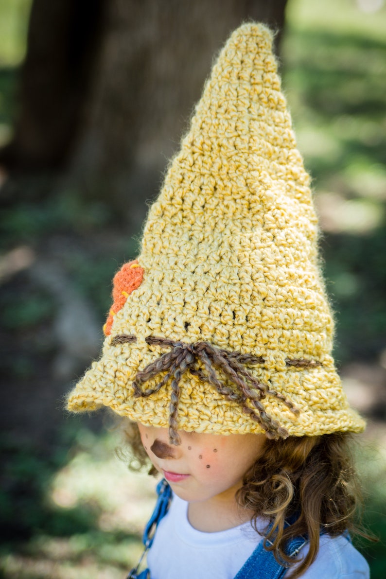 Scarecrow Crochet Pattern Witch Hat Crochet Pattern Scarecrow Hat First Halloween Witch Hat Halloween Costume Digital Download image 5