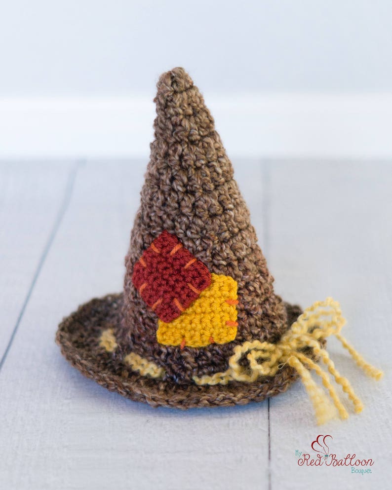 Scarecrow Crochet Pattern Witch Hat Crochet Pattern Scarecrow Hat First Halloween Witch Hat Halloween Costume Digital Download image 3