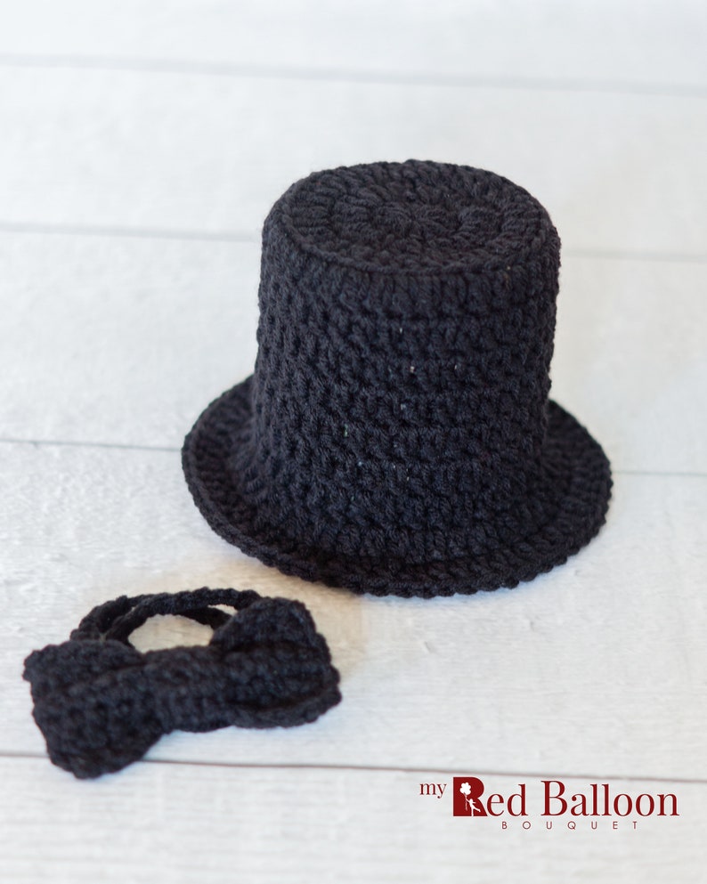 Top Hat Crochet Pattern Bow Tie Crochet Pattern Baby Top Hat Pattern Newborn Tuxedo Hat Pattern Abraham Lincoln DIGITAL DOWNLOAD image 3