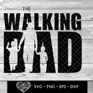 Der Walking Dad - Vater von zwei Kindern Kinder mehrere, Vatertagsgeschenk, Mann SVG Cricut geschnitten Datei, Silhouette DXF, Clipart PNG
