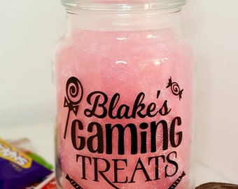 Personalised Sticker/Label/Decal for Gaming Treats Jar_Add Your Own Name_Gamers Sweets/Candy Stash/Snacks/Game Lovers_Kids Boys Teen Gift
