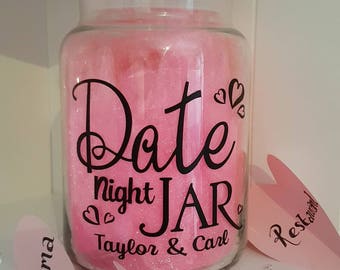 Date Night gepersonaliseerde sticker label voor kaars / koffie pot / tin / bad / opbergdoos man / vrouw vriend / vriendin partner liefde cadeau cadeau